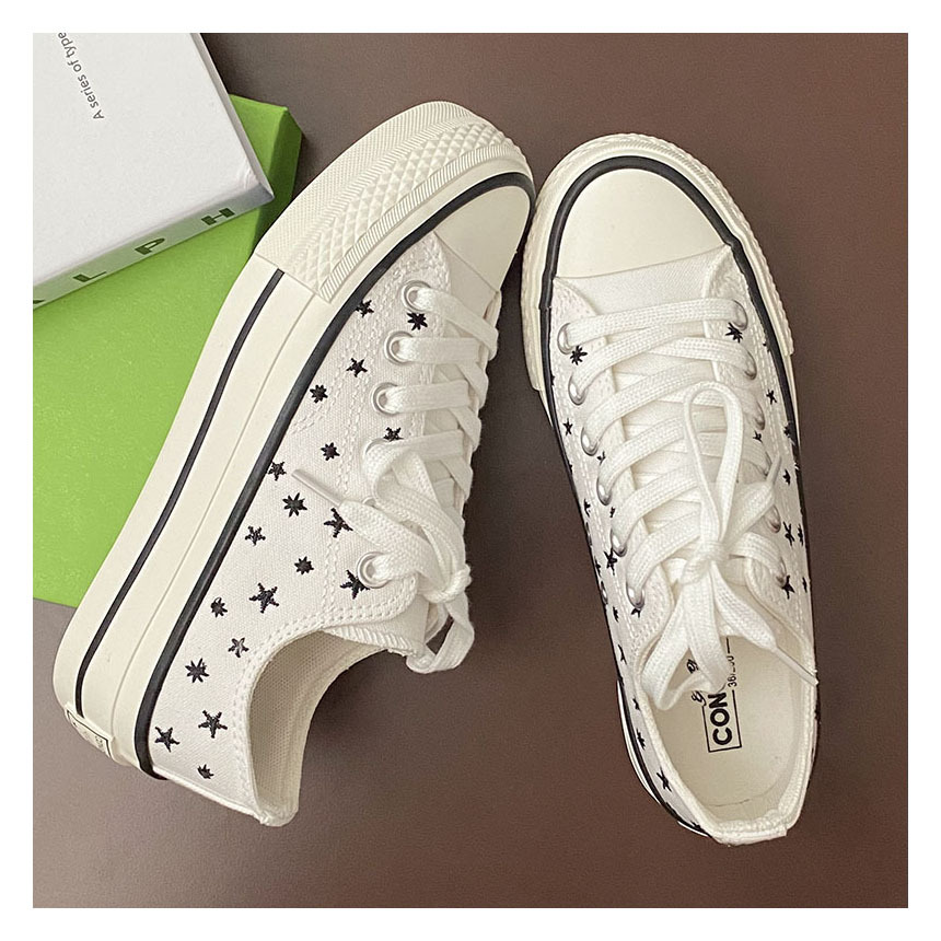 Star Embroidered Thick Sole Canvas Shoes