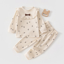女宝宝秋衣秋裤套装春秋甜美花边领纯棉婴儿衣服女童上衣裤子春装