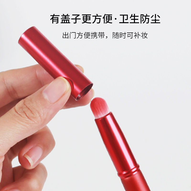 Zhuoerya nuevo producto cepillo de labios de maquillaje al por mayor herramienta de belleza portátil cepillo corrector rosa cepillo de labios de punta redonda con tapa