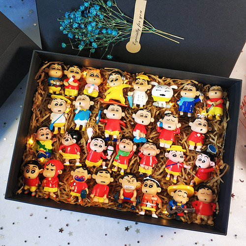 Full Set Crayon Character Small Beginner Figurine Shelf Decor Birthday Gift Creative Toy Model Car Cake Graduation Accessories