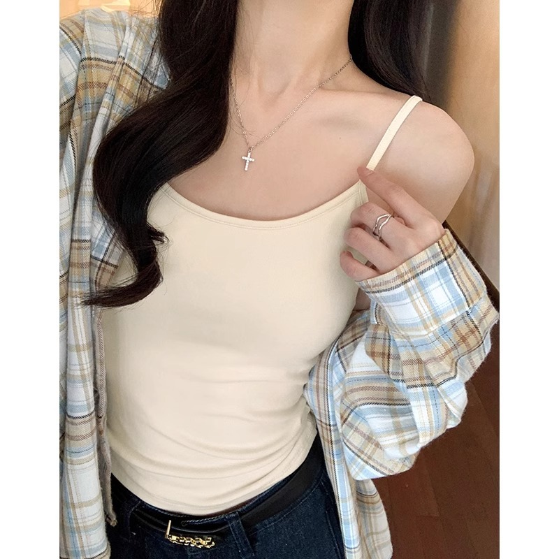 现货白色吊带背心女内搭夏季2025新款美背文胸打底带胸垫外穿上衣