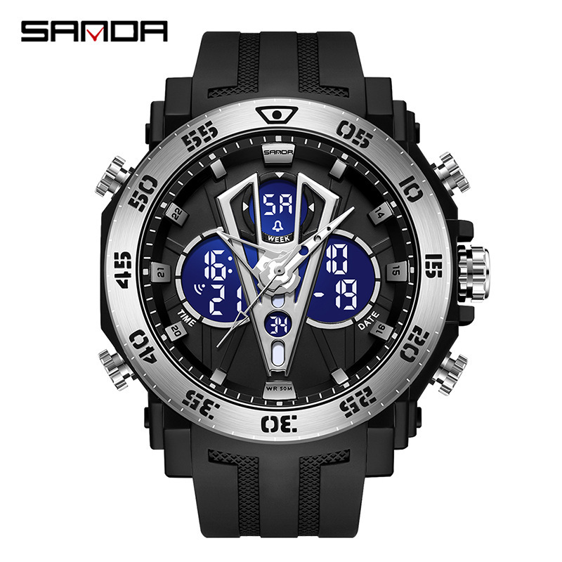 SANDA 6105 nueva venta caliente Moda juvenil reloj electrónico multifunción luminoso impermeable despertador
