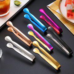 Factory direct sales 304 stainless steel ice clip metal thickened sugar cube ice cube ice grain tartar ice tong food clip