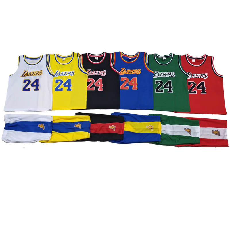 Multi-Color 25058 Children's Basketball Uniform Set, Bird-Eye Fabric 120g Moisture-Wicking Breathable Sportswear Quick-Drying