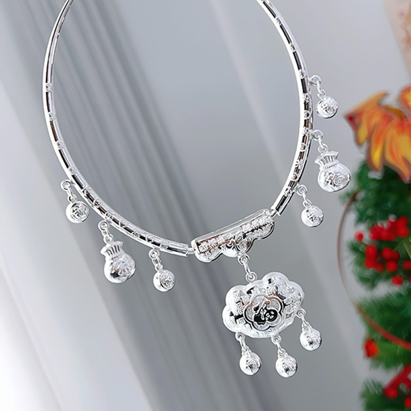 Baffold Long Life Lock 999 collar de plata esterlina collar de bebé cerradura de plata para niños cerradura de seguridad bebé luna llena regalo de aniversario