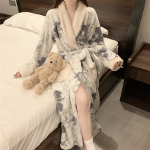 珊瑚绒睡袍女秋冬季加厚高级感女士浴袍冬天长袖法兰绒睡衣家居服