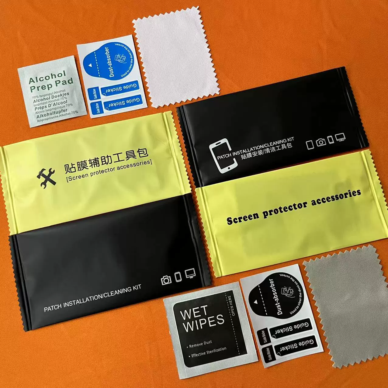 Набор из трех частей для очистки пленки мобильного телефона из спиртового мешка, комплект пасты для удаления пыли, вспомогательный комплект пленки