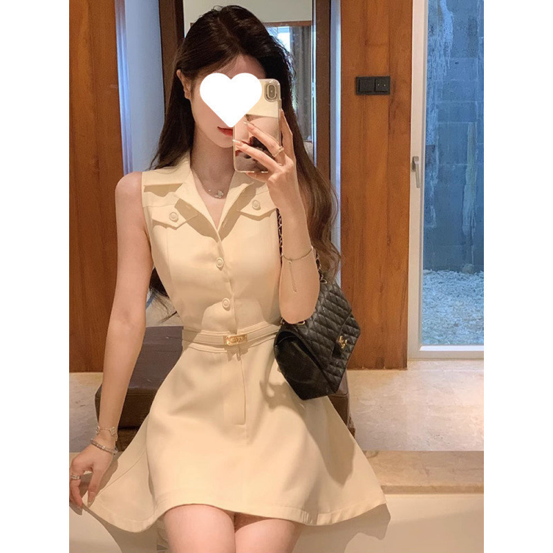 【店铺热销】夏季新款法式纯欲风高级感无袖衬衫连衣裙子女设计感|undefined