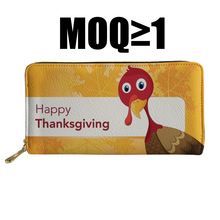 亚马逊感恩节手拿包手带式女士钱包自定义印花大钞夹名字logo小包