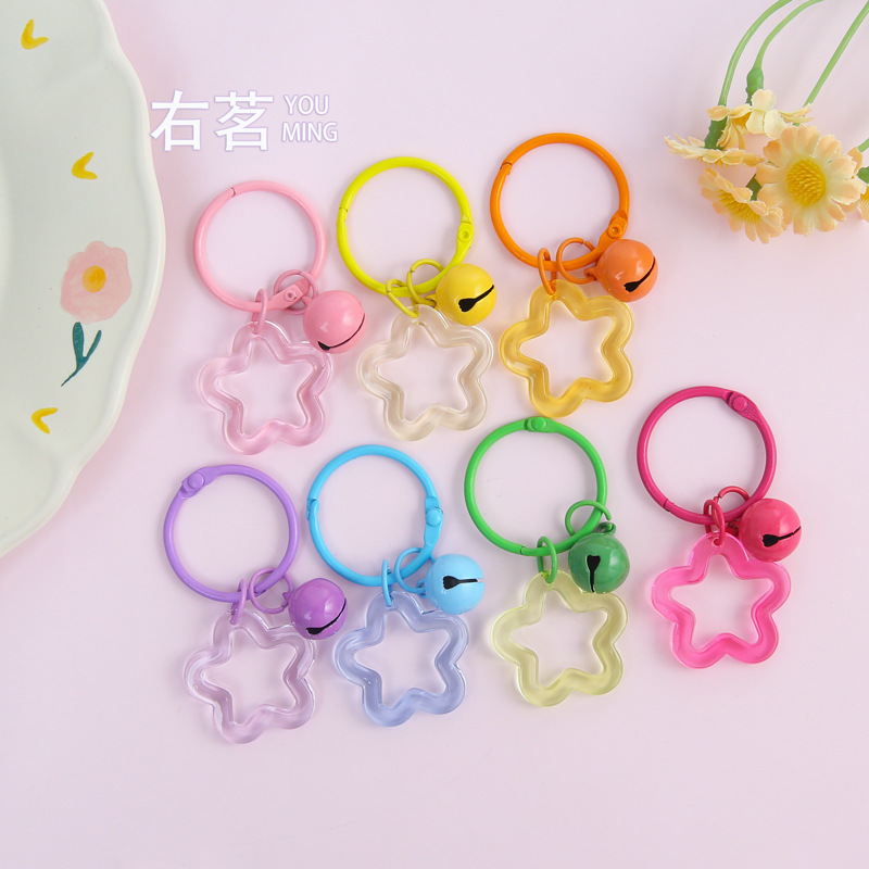 Colorful Acrylic Transparent Five-Pointed Star Bell Keychain Pendant Ins Style Women's Bag DIY Pendant Accessories Wholesale Colorful Acrylic Transparent Five-Pointed Star Bell Keychain Pendant Ins Style Women's Bag DIY Pendant Accessories Wholesale
