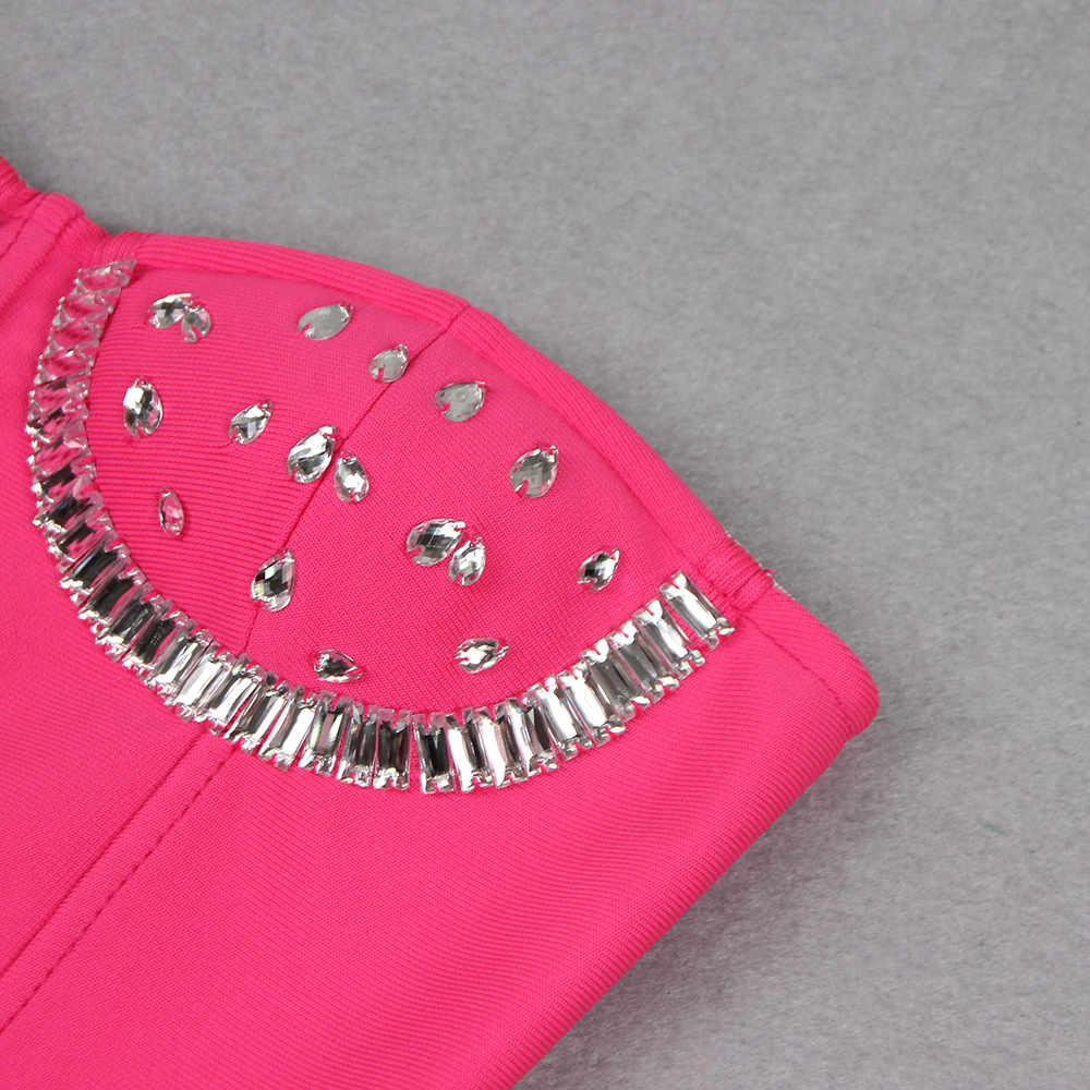 Autumn Summer Women Clothes Sexy Rhinestone Hollow Out Cutout Sheath Bandage Trousers Two Piece Set