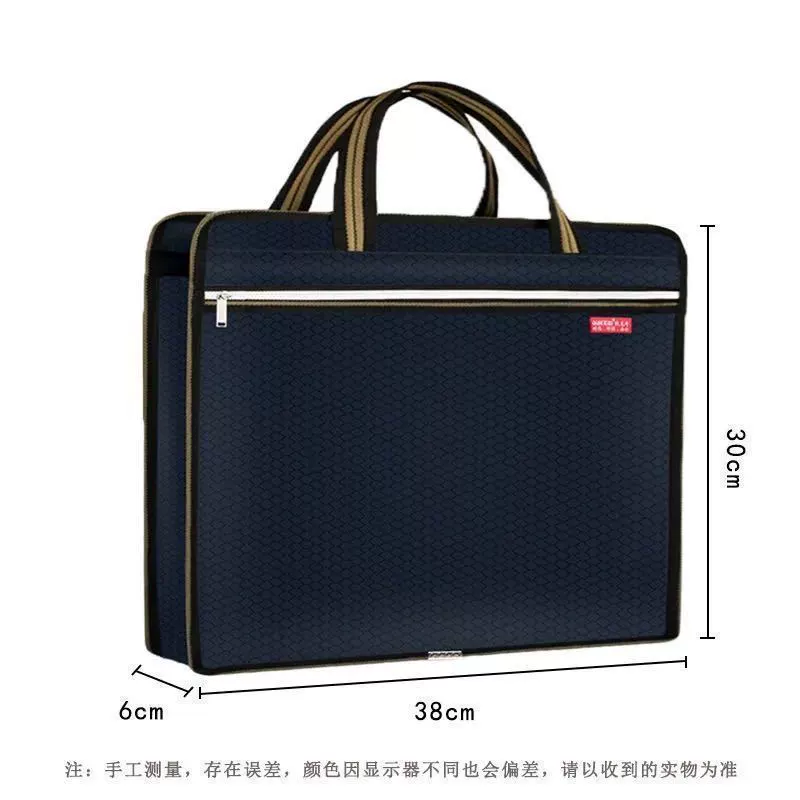 Handheld capacious cloth bag for documents with zipper, files bag for folders