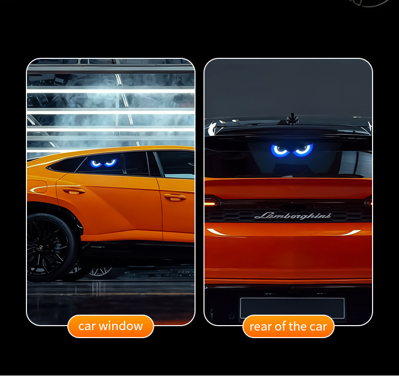 Cross-Border Solar-Powered Car Dynamic Devil's Eye New Led Expression Light Warning Light Car-Mounted Suction Cup Eye Light