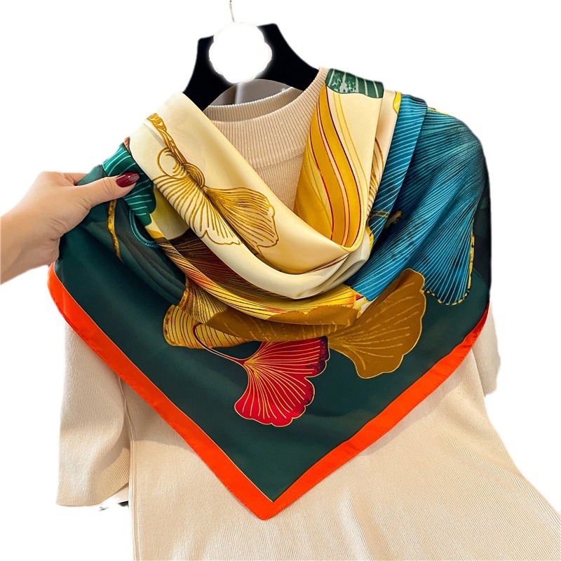 90 cm Nachahmung Seide Quadrat Schal Muster Temperament Tourismus Sonnenschutz Dekoration Schal Herbst/Winter Neckband Stirnband_voghion.com