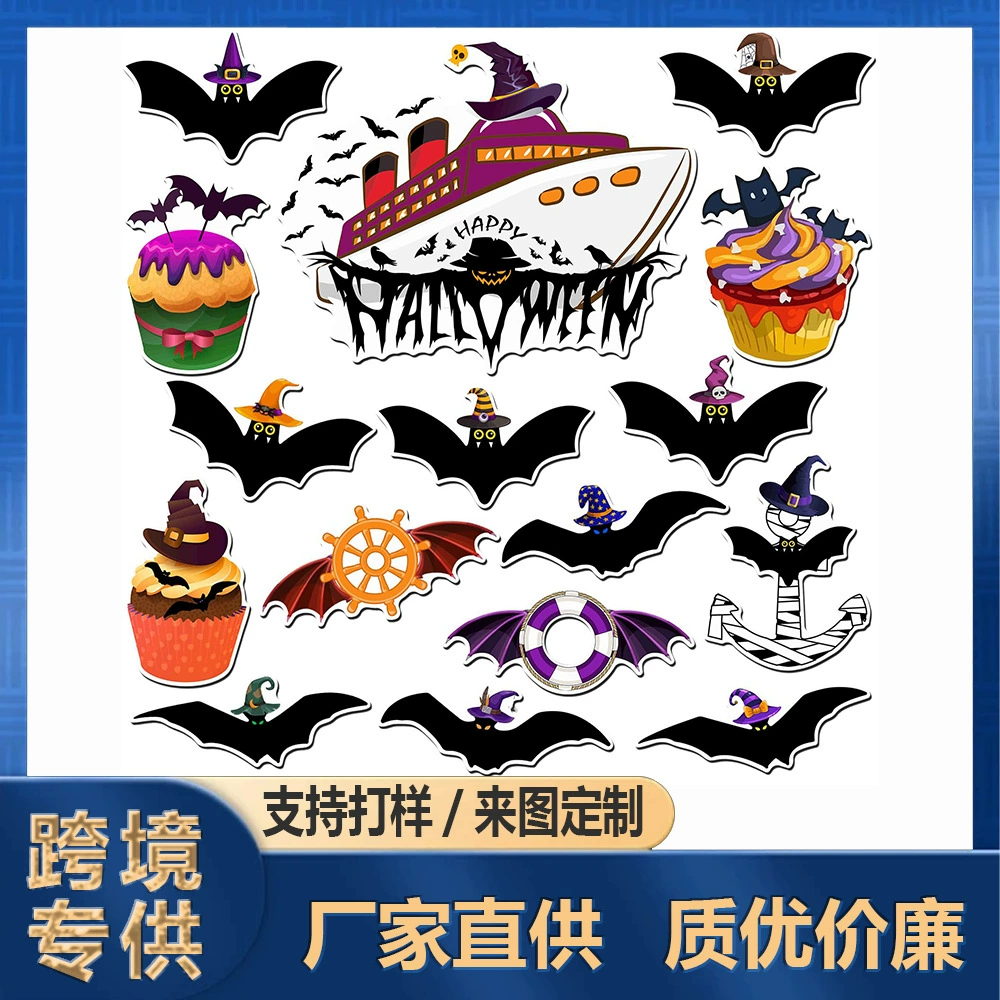Популярная на Хэллоуин черная шляпа ведьмы, магнит на холодильник в виде черной летучей мыши, корабля, якоря, спасательного круга, тыквы и призрака