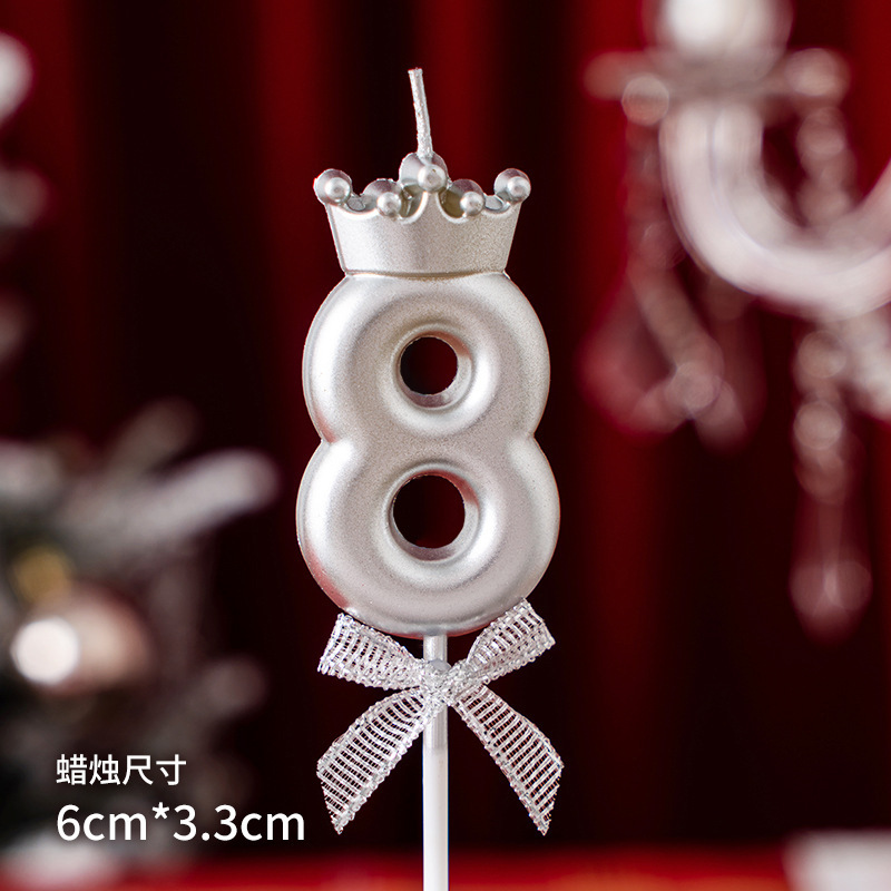 Rojo en línea creativo corona arco digital vela decoración de la torta de cumpleaños plug-in de fiesta de cumpleaños de vestir