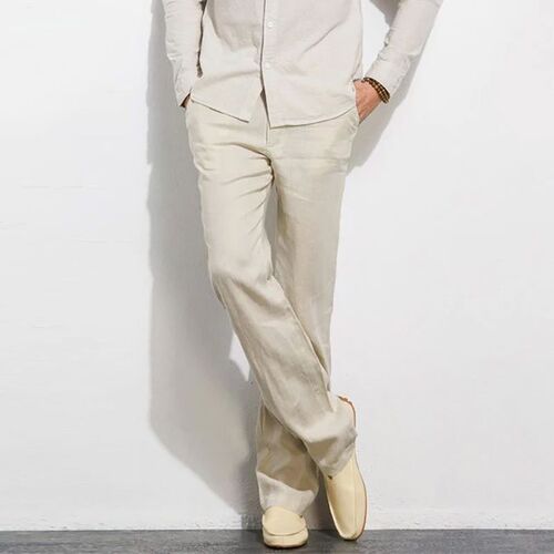 Linen Pants for Men Loose Cotton-Linen Men's Casual Straight Leg Linen Men's Summer Pants Linen Material Men's Long Pants