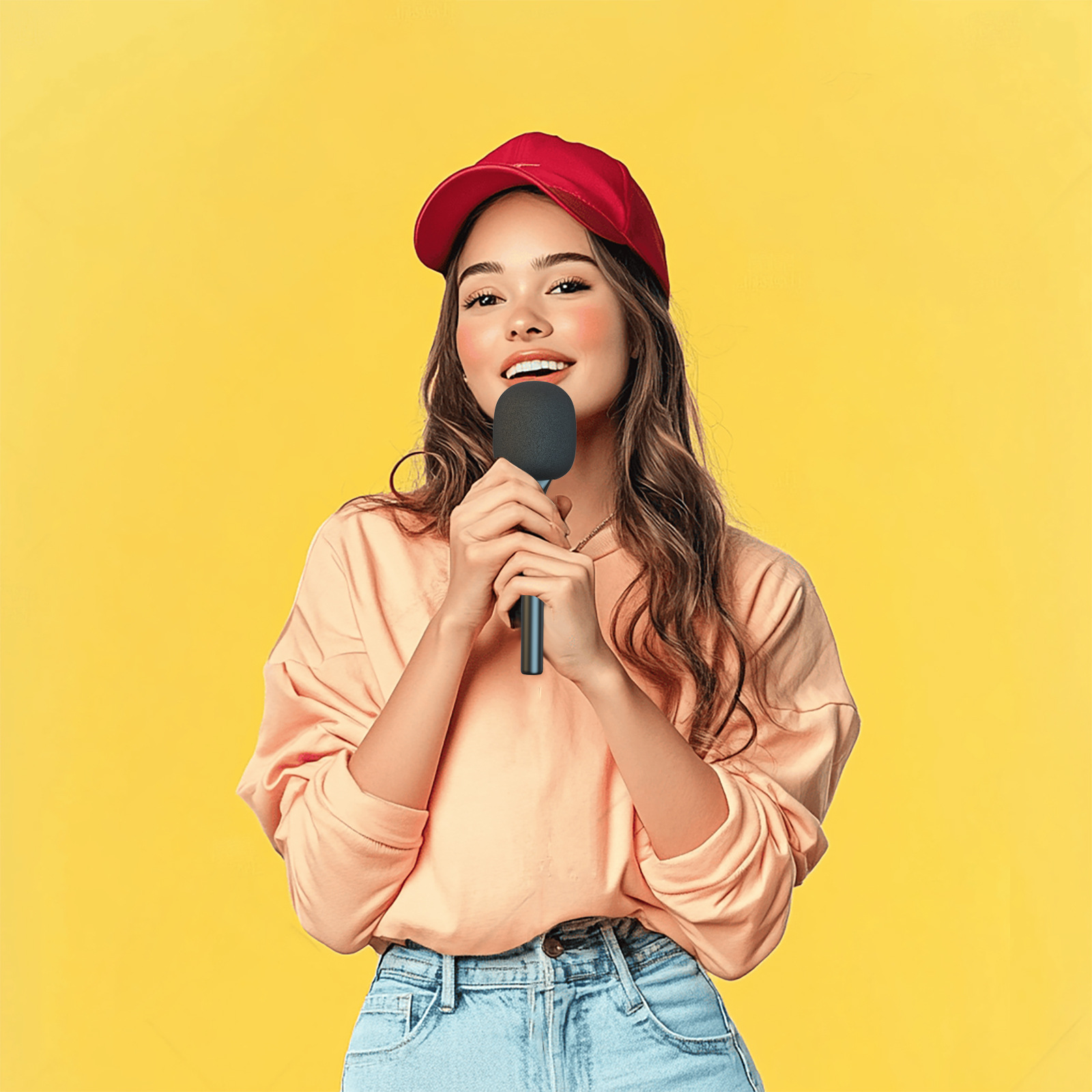 Nuevo micrófono de clip de cuello, palo de entrevista de mano, micrófono de cuello de clip de entrevista al aire libre en vivo