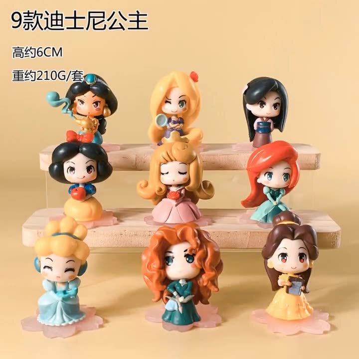 Disney Princess Handmade disneyQ Edition Toy Snow White Children's Gift suit Cake Ornaments