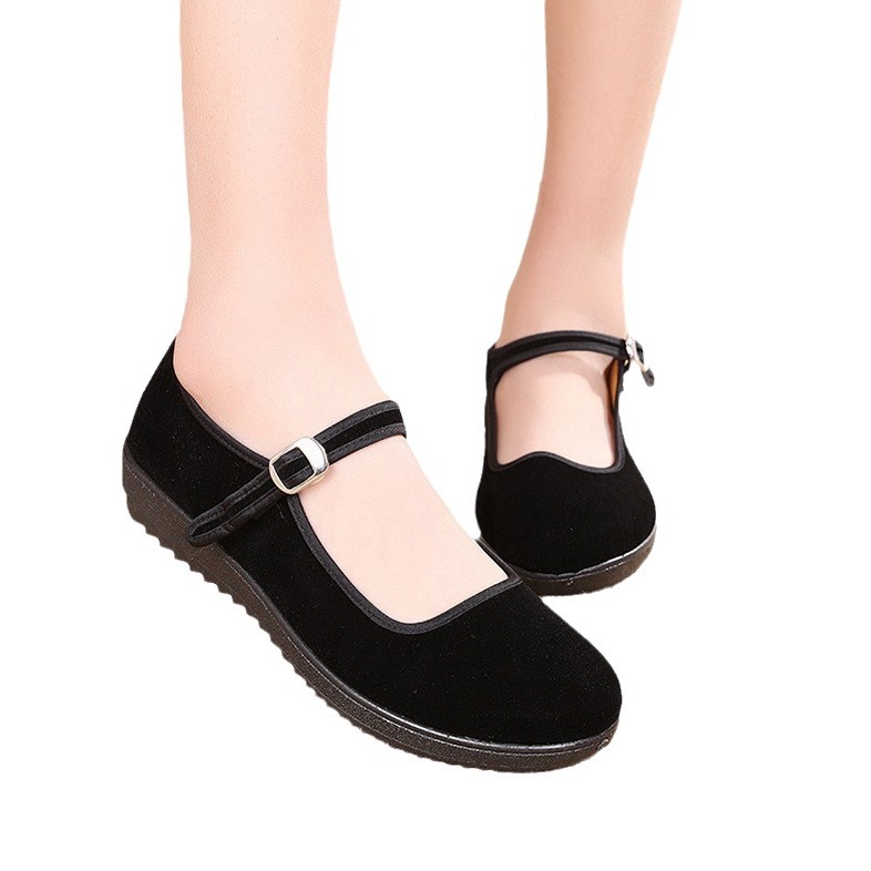Old Beijing Cloth Shoes Women's Breathable Hotel Shoes Mother Square Dance Belt Injection Molding Rubber Bottom Work Soft Bottom Low-top Cloth Shoes