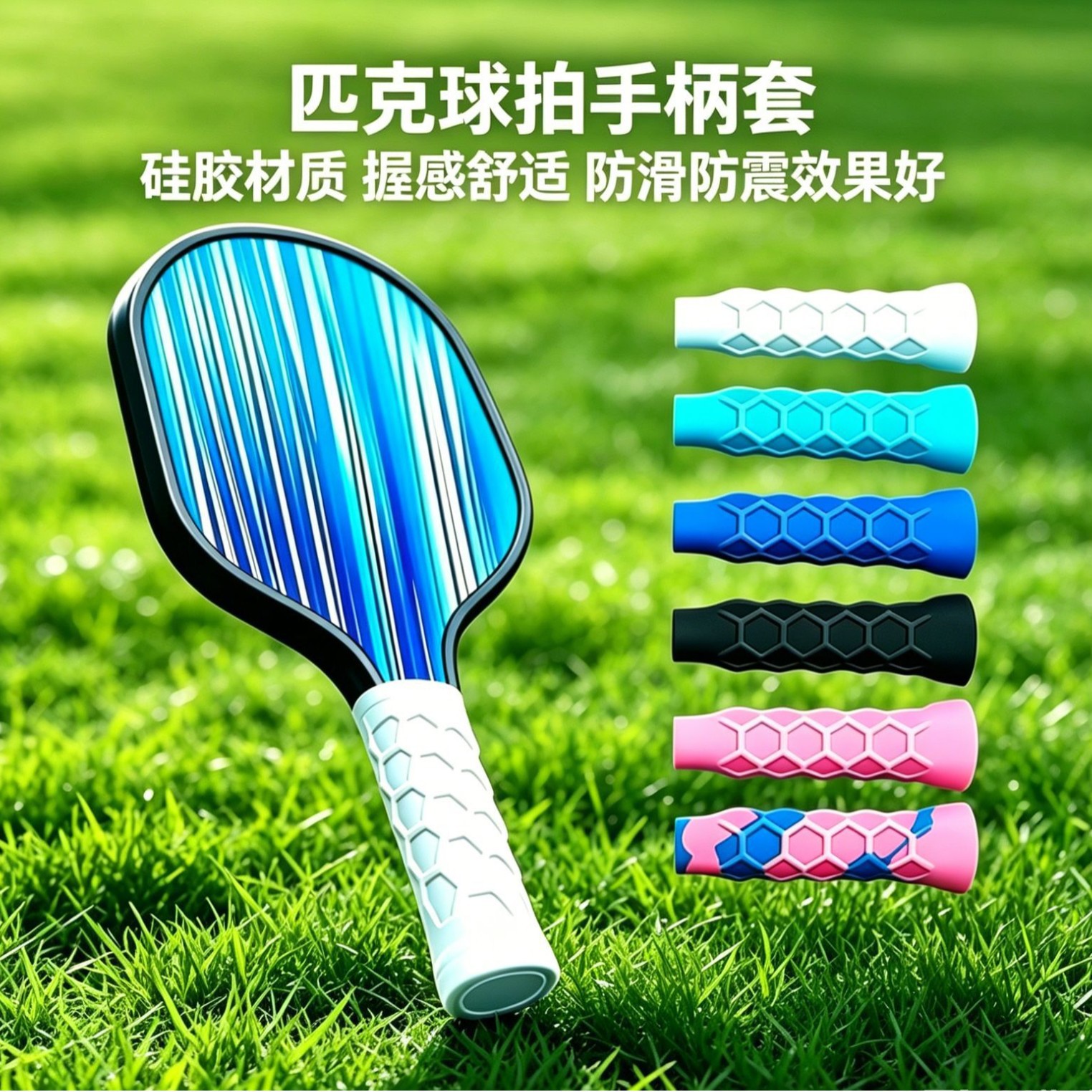 Cross-Border Carefully Selected Pickleball Racket Silicone Handle Cover, High Elasticity Silicone Grip Cover, Tennis Racket Grip Cover, Silicone Cover