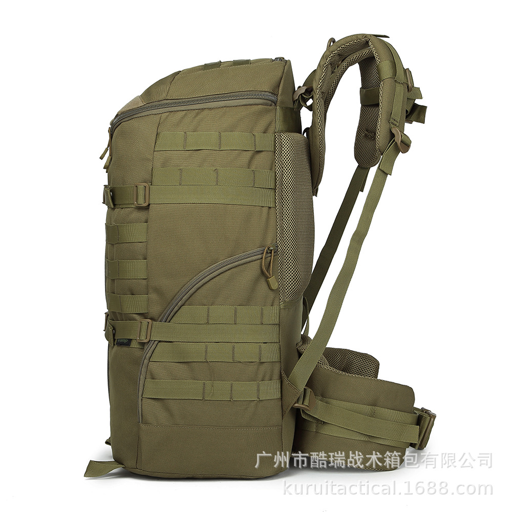 (2개) 야외 55L 전술 배낭 900D 폴리 에스터 방수 직물 PP 두꺼운 짠 다기능 벨트 등산 가방