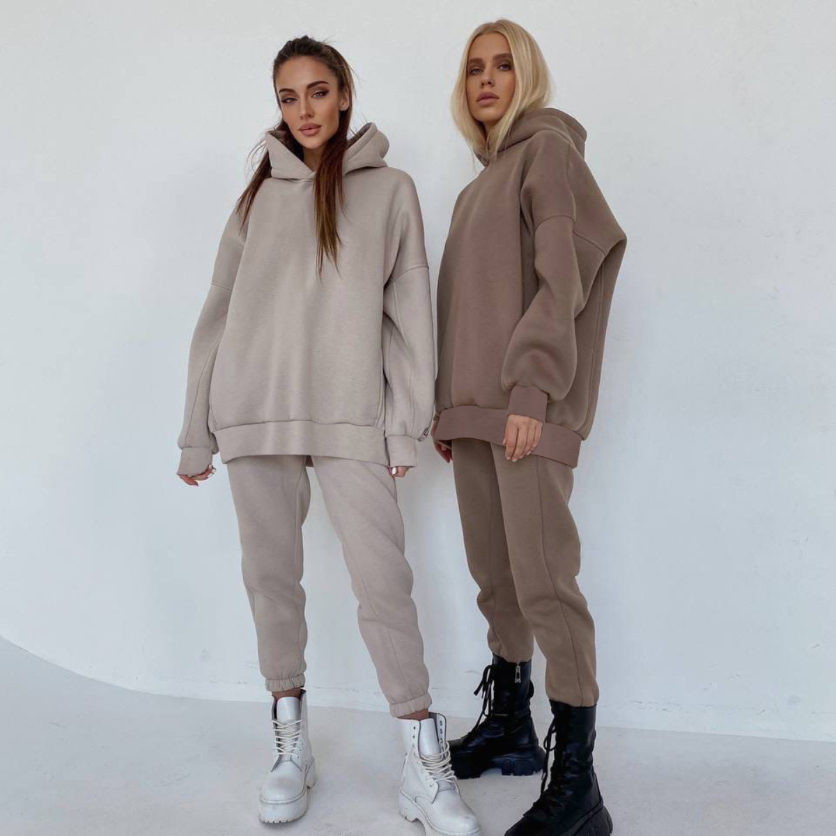 Women's Sweatshirt Suit Fleece-lined Two-piece Set For Women_voghion.com