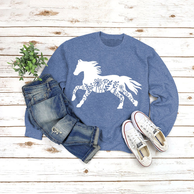 Amazon estación independiente en stock cuello redondo europeo y americano superior manga larga impresa eBay cómodo suéter transfronterizo Comercio exterior venta al por mayor