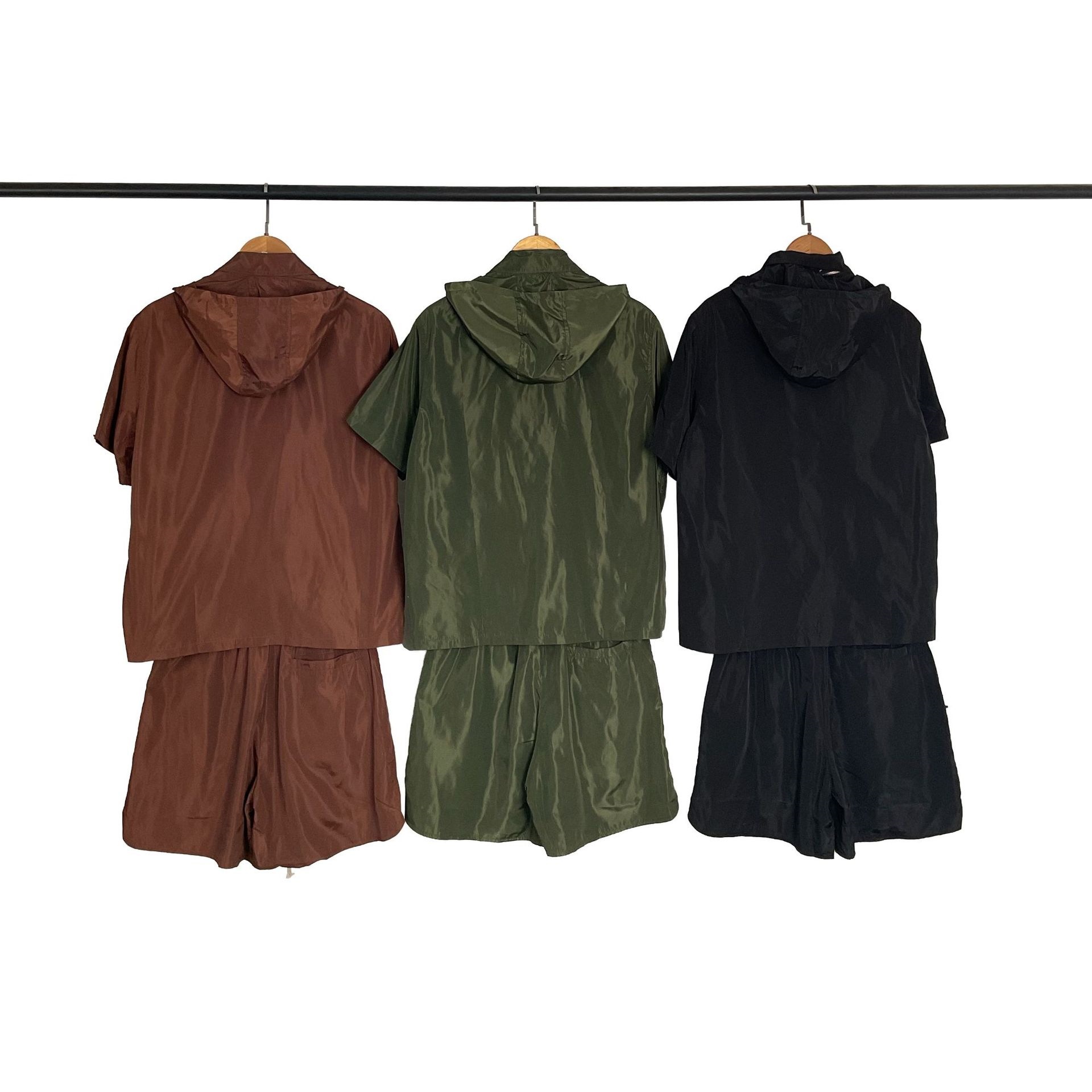 Cross-border foreign trade European and American style SA letter towel embroidery detachable hooded short-sleeve shirt and high street casual shorts set for men and women