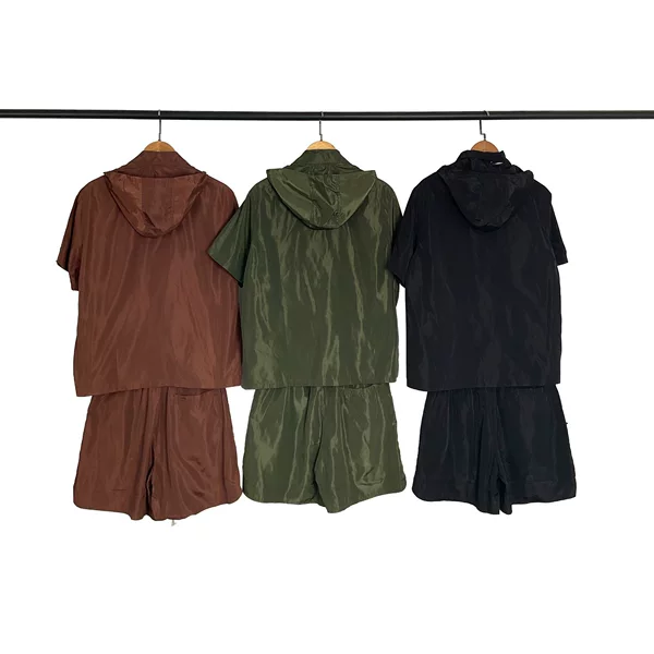 Cross-border foreign trade European and American style SA letter towel embroidery detachable hooded short-sleeve shirt and high street casual shorts set for men and women