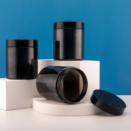 Factory PET plastic 250ml transparent black bottle cream jar face cream jar hand cream dividing bottle