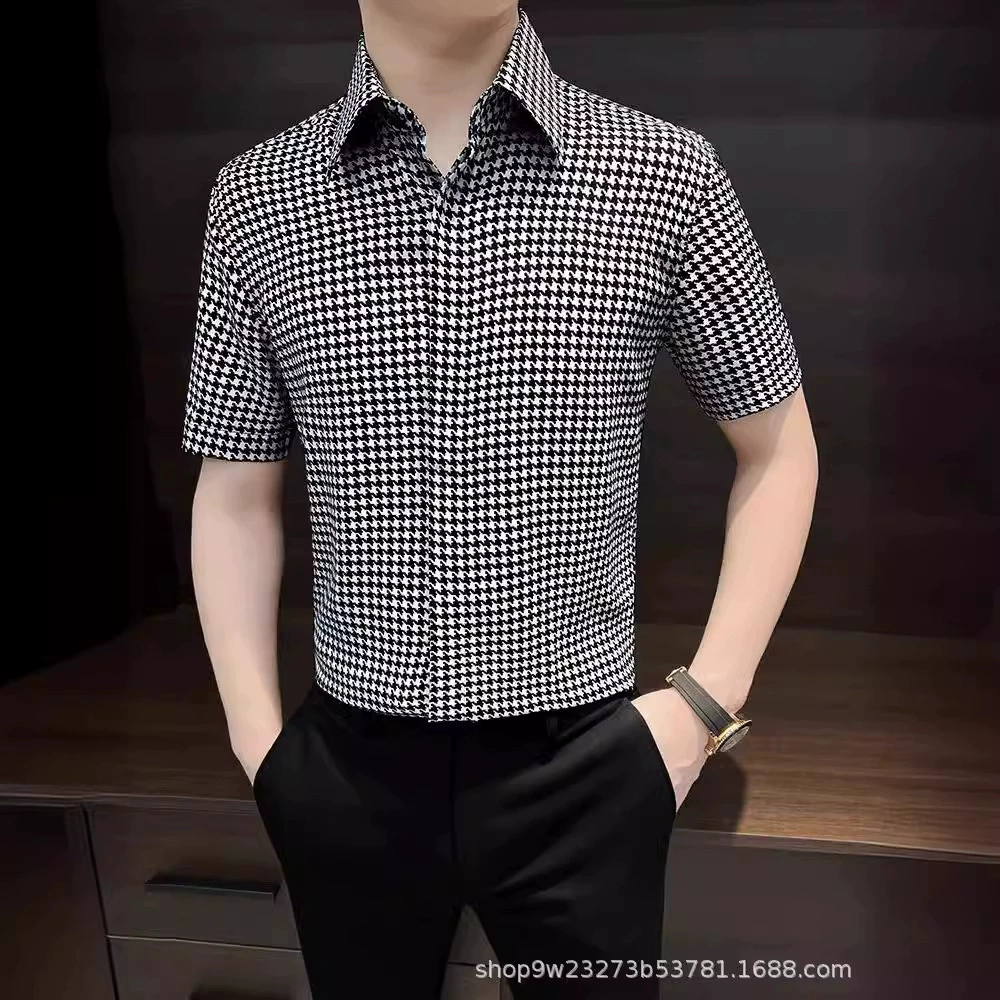 Летняя модная рубашка, для подростков, премиум, slim fit