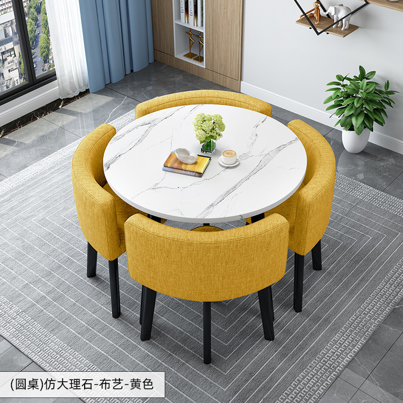 Simple Recepción y negociación pequeña mesa redonda mesa de recepción negociación reunión mesa de invitados y silla traje Oficina área de descanso mesa y silla combinación