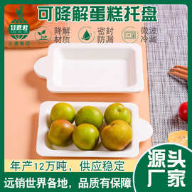 蛋糕纸盘白色一次性方形纸盘 生日可降解纸浆长方盘纸碟子大包装