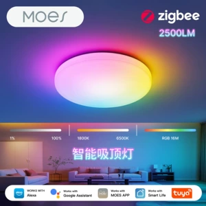 Zigbee Tuya Умный дом Светодиодный потолочный светильник RGB Теплый и холодный свет Приложение синхронизации Потолочный светодиодный светильник 23 Вт