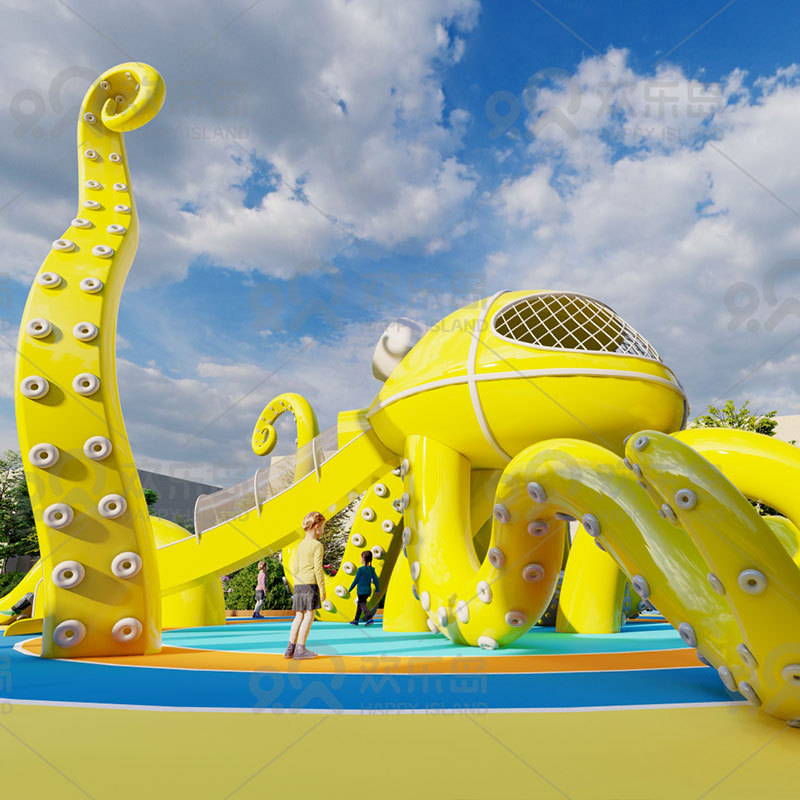 Large octopus slide unpowered children's park planning and design octopus amusement equipment can be customized animals and plants