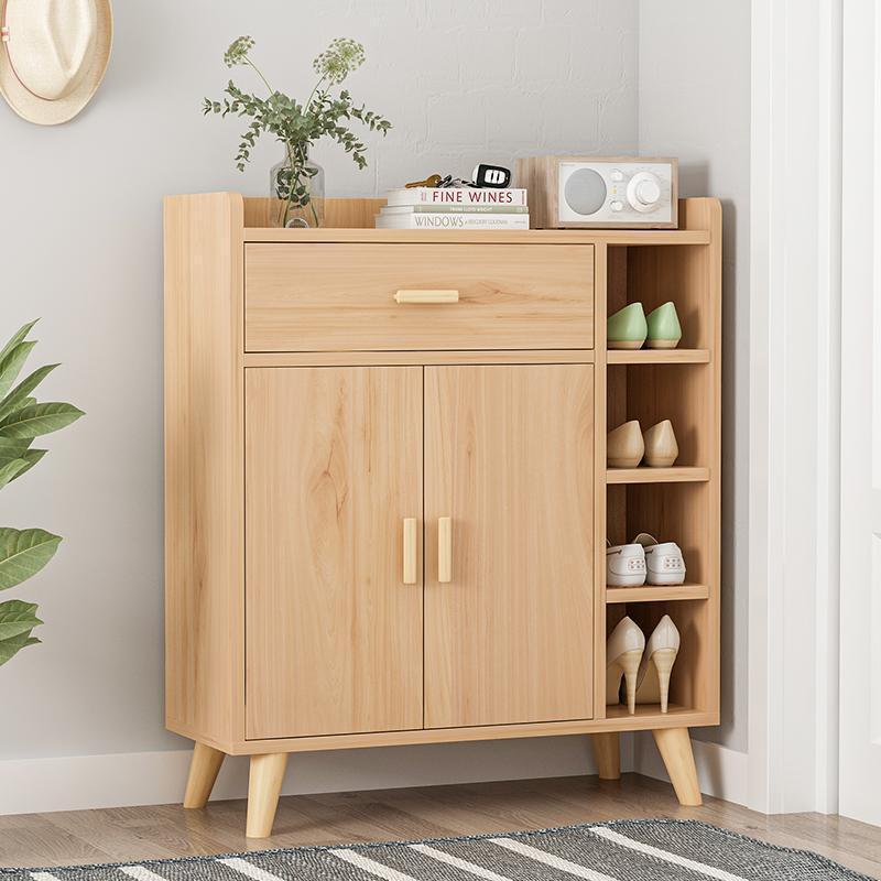Shoe Cabinet Home Doorway Simple Solid Wood Storage Rack Living Room Balcony Cabinet Space-Saving Large Capacity Dust-Proof Multi-Layer Shoe Rack