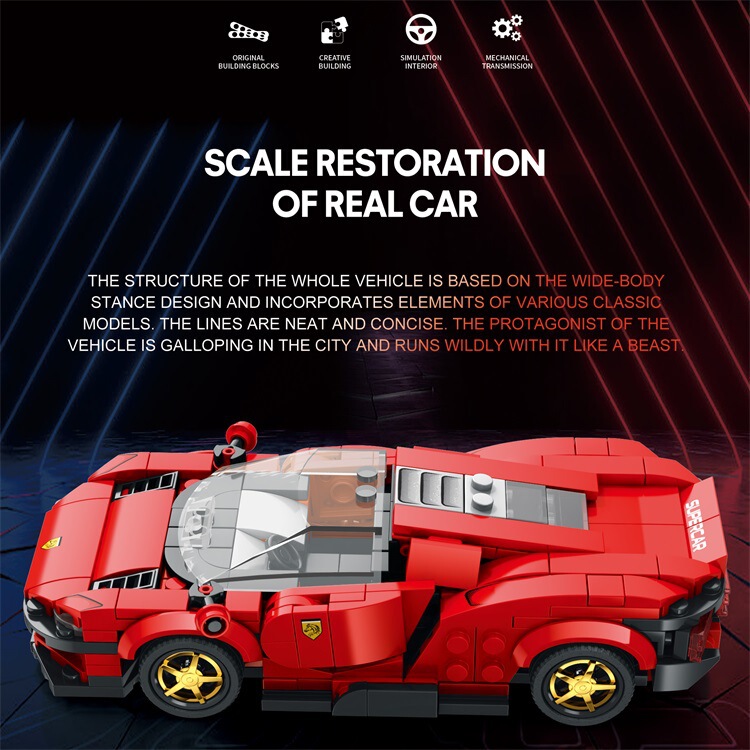 Cross-Border Amazon Supercar Building Blocks Eight-Compartment Car Ornaments Puzzle Assembled Racing Model Boy Gift Toy