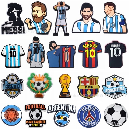 Messi Football Shoes Hole Hole Shoes Flower DIY Decorative Laces Lazy Shoes Laces Clips Removable Accessory Cross-border