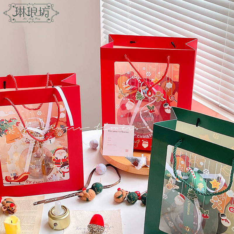 Bolso DE LA VENTANA DE Navidad 21 nueva tienda de flores material de embalaje floral regalo bolso de mano embalaje de fruta segura