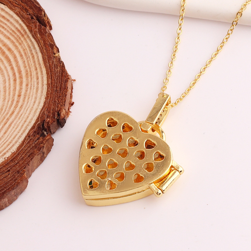 Fashion Heart Shape Copper Plating Inlay Zircon Pendant Necklace 1 Piece