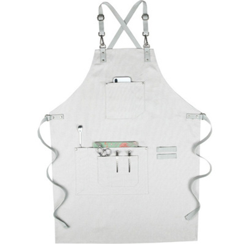 Lienzo delantal logotipo personalizado restaurante artista floral peluquería cafetería trajes delantal al por mayor personalizado