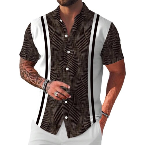 Stylish and Versatile Geometric Short-Sleeve Shirt MB1 for Independent Online Store