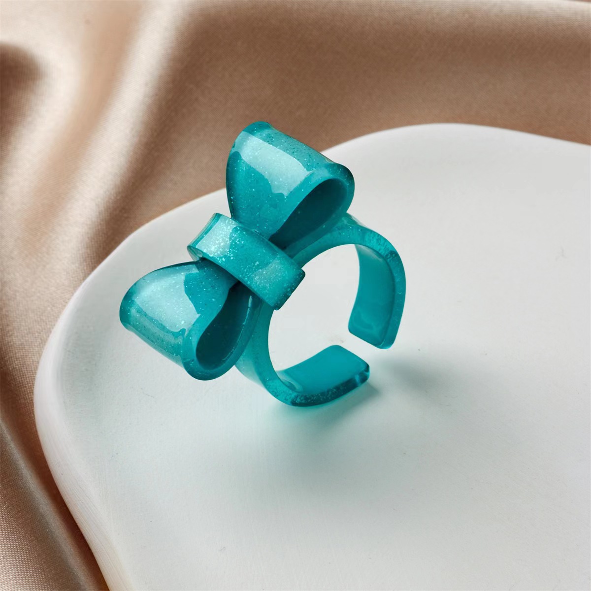 1 Piece Quantity Cartoon Style Cute Bow Knot Arylic Women's Open Rings