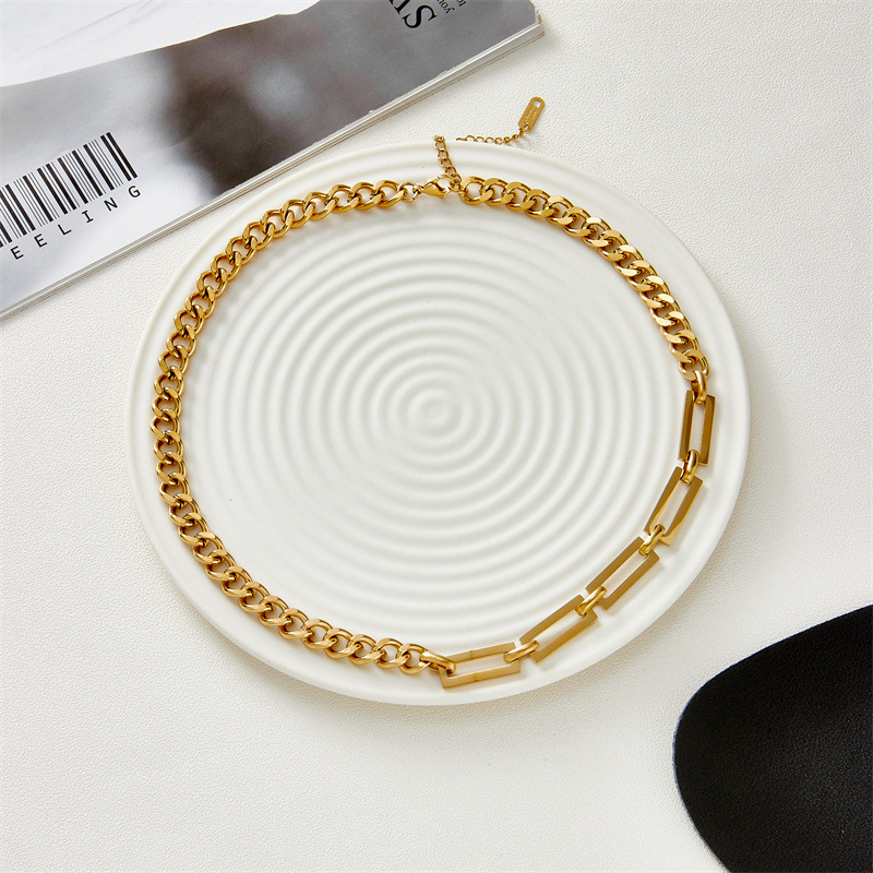 Hip Hop Fashion Stainless Steel Clavicle Chain stitching chain necklace