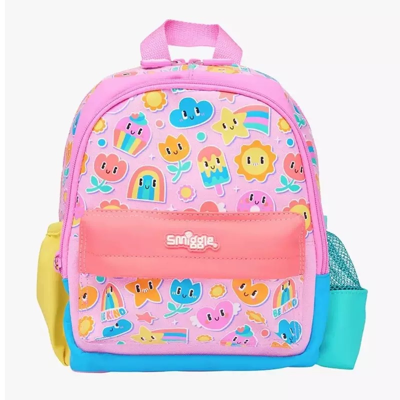 Australia Smiggle Student Rainbow Flower Mochila Mochila para jardín de infantes para niños, taza de agua, lonchera, bolsa de comida