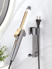 Wall-mounted electric clip holder storage rack, space aluminum bathroom vanity hair styling table, straightener without drilling, bathroom curling iron stand