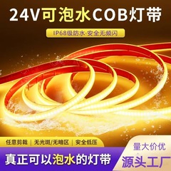 cob实心硅胶防水灯带低压自粘户外工程水下亮化柔性led软灯条