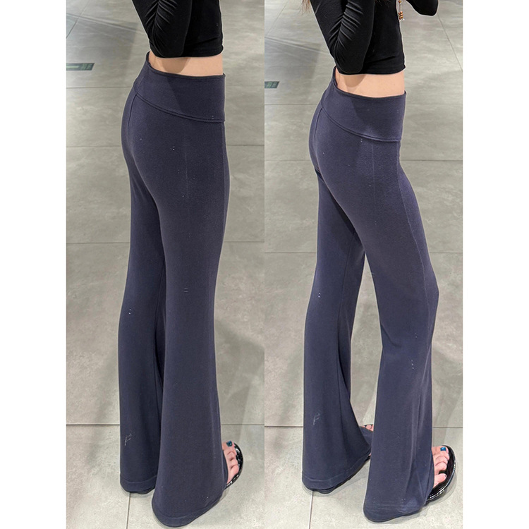 Navy Blue Flared Yoga Pants for Women, Autumn 2025 New American Style Low-Waist Slimming Petite Butt-Lifting Sports Sweatpants