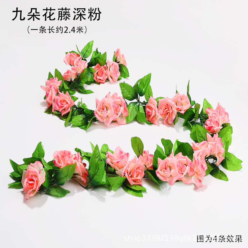 Boda flor artificial Rosa ratán flor artificial cama cabeza flor pared colgante hogar Decoración de la boda vid al por mayor